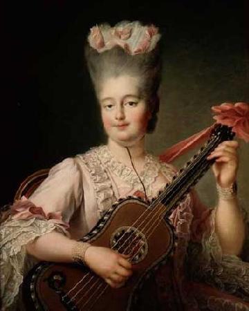 Francois-Hubert Drouais Madame Clotilde playing the guitar Germany oil painting art